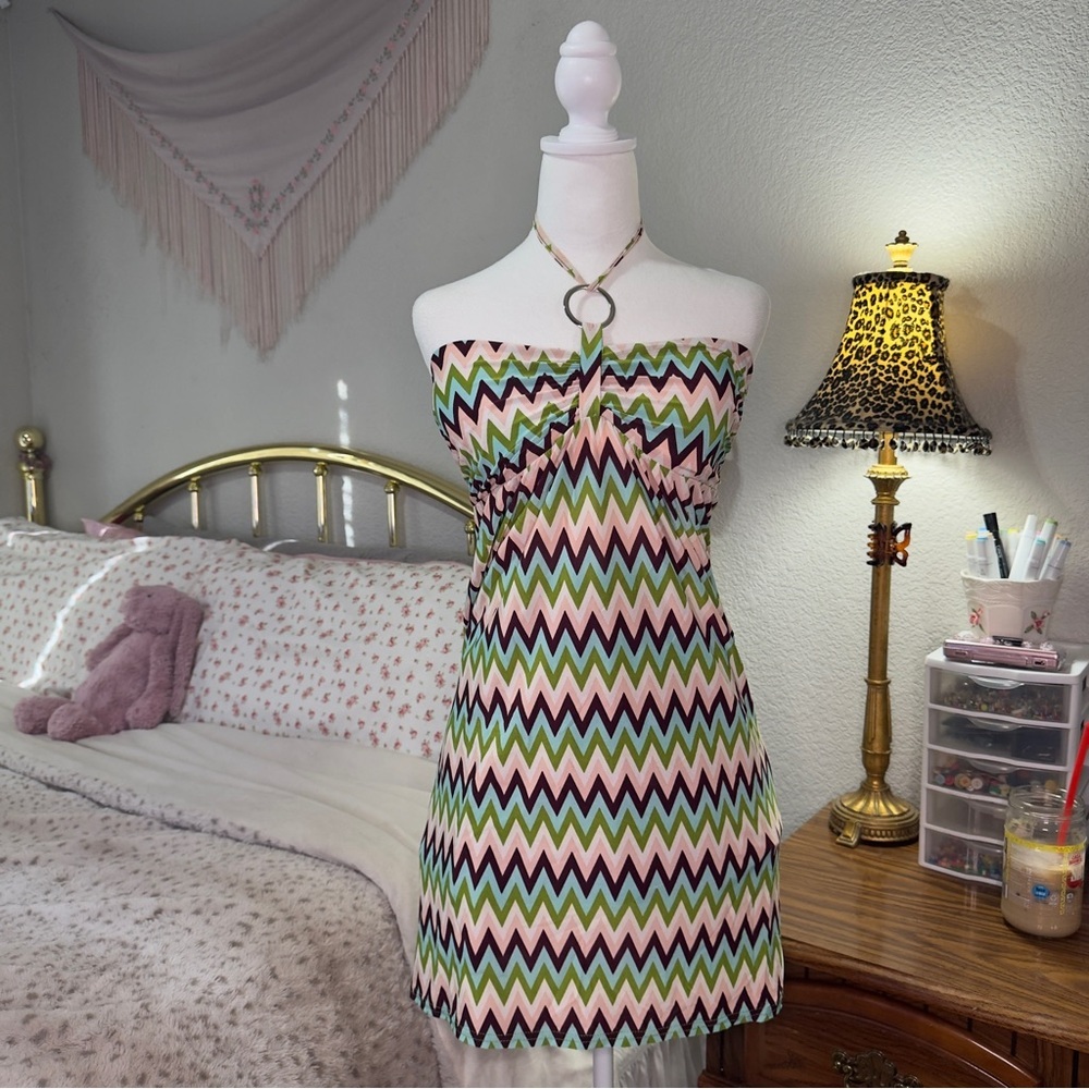 Y2K Pattern Halter Dress - Picture 3 of 10